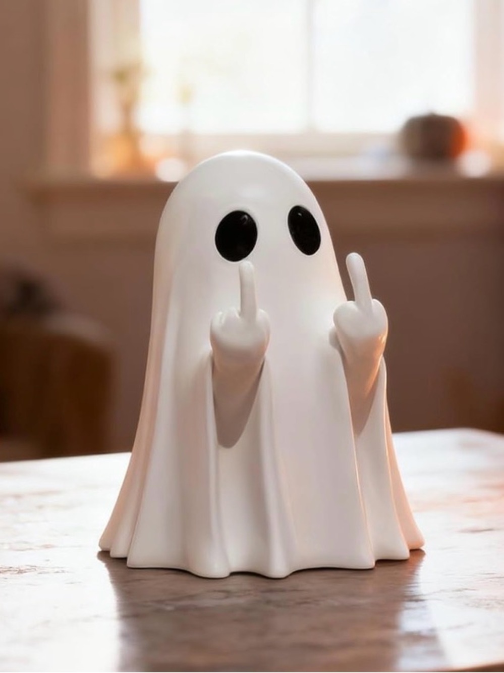Ceramic Ghost Statue - White Playful Décor